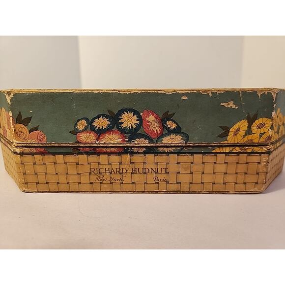 Art Deco Cardboard Powder BOX 3 Flowers Art Deco Richard Hudnut George Barbier - Picture 5 of 16